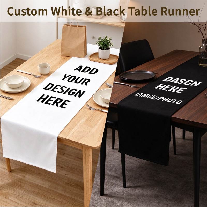 Table Runner - Maßgefertigter 1-teiliger Tischläufer für Zuhause, Schwarz/Weiß,