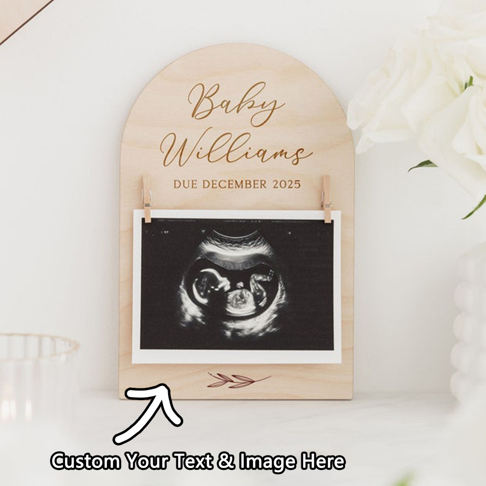 Picture Frame - Personalisiertes Schwangerschaftsankündigungsschild | Holzschild „ Due