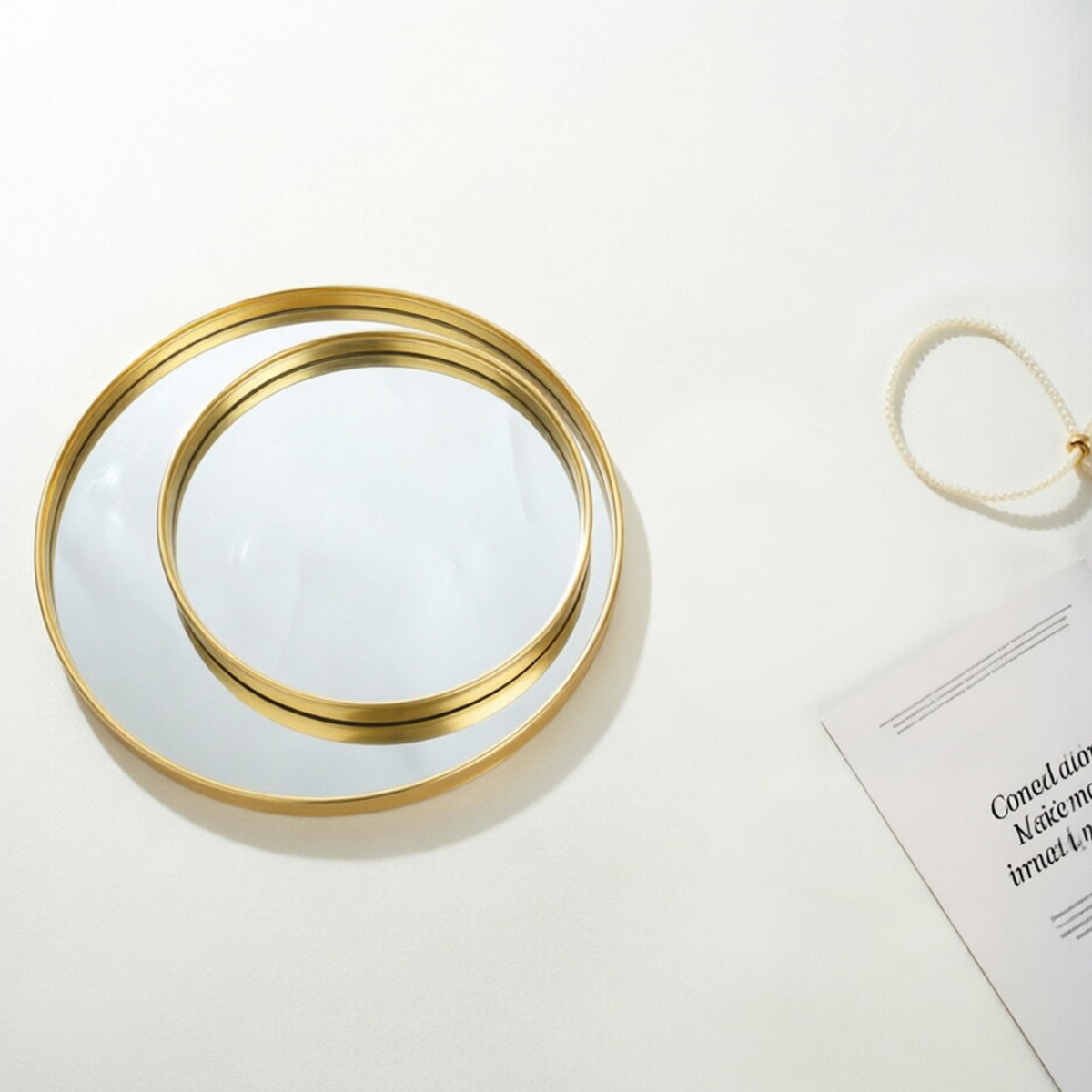 Goldfarbene runde Spiegelablag – Decorative Mirror Bewertung und Preis