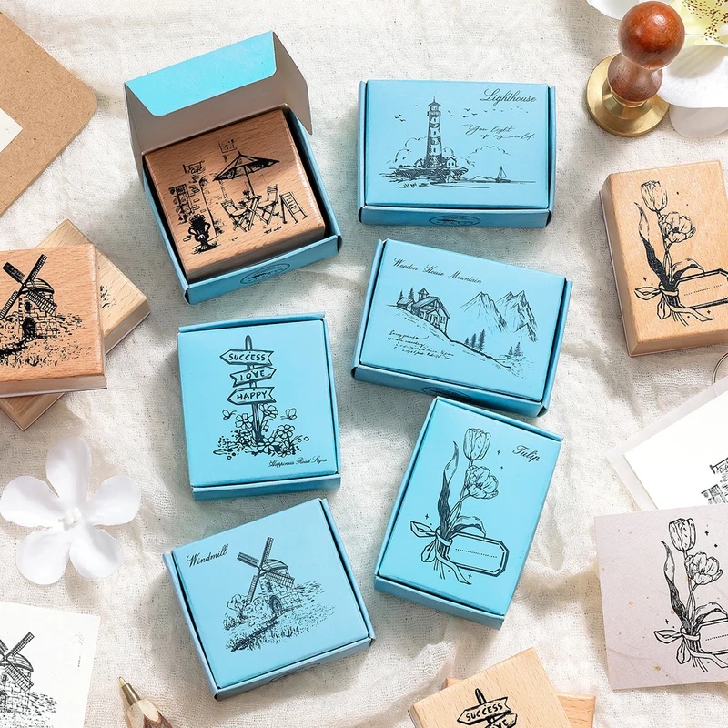 Vintage-Holzstempel mit Gummig – Wall Sticker Bewertung und Preis