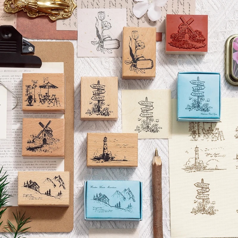 Vintage-Holzstempel mit Gummig – Wall Sticker Bewertung und Preis